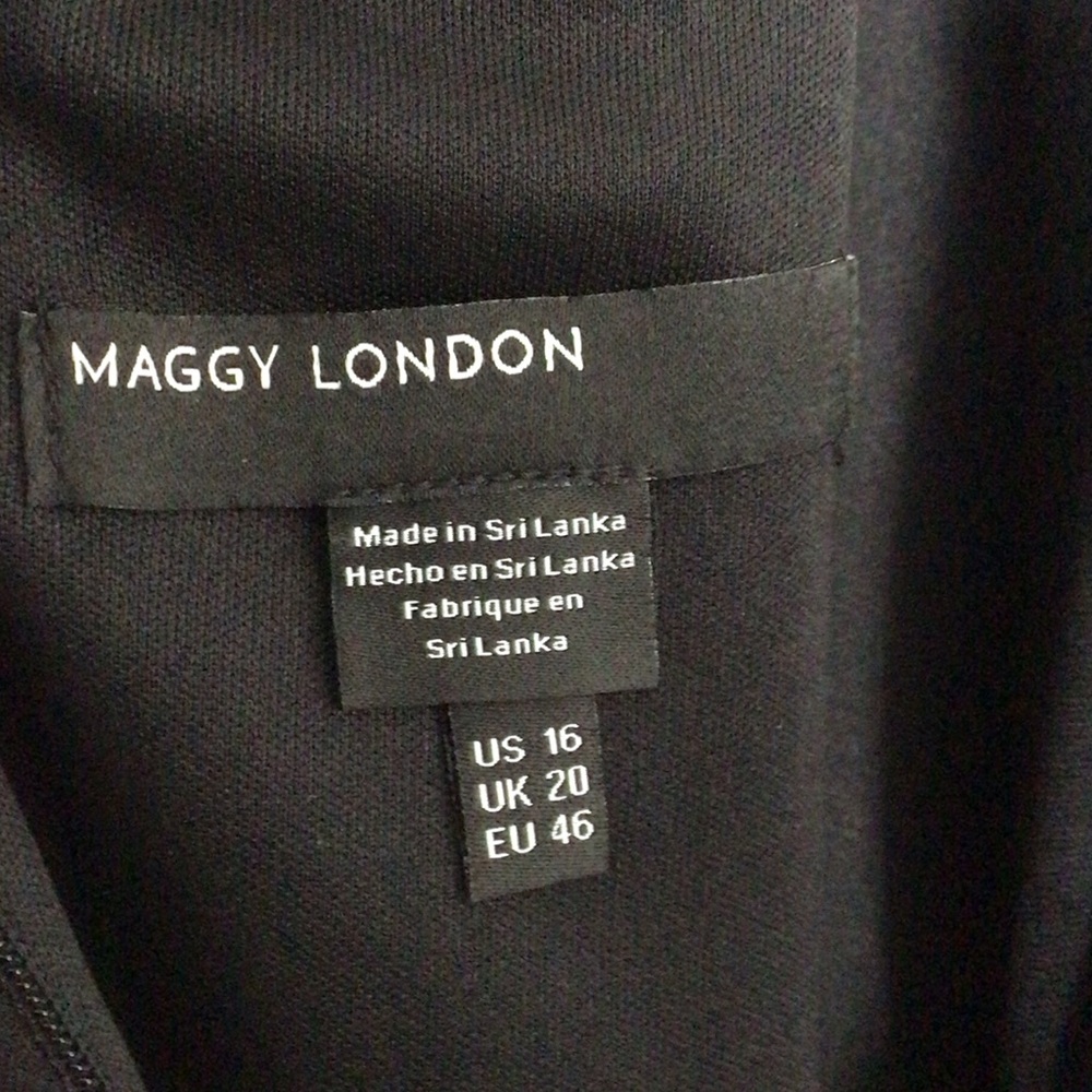 Maggy London Black Dress with Sheer Sleeves - Picture 5 of 12